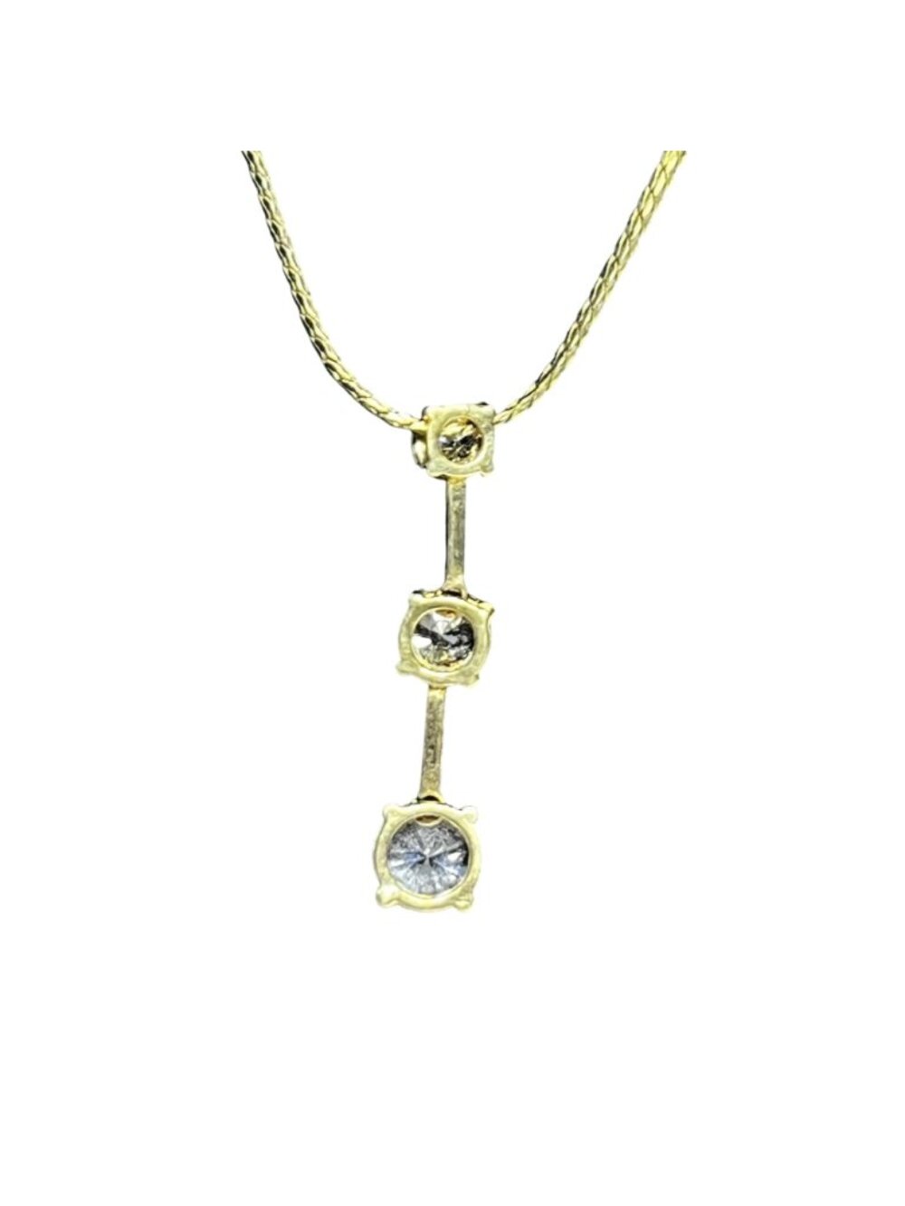 Avon Gold Tone Wheat Chain Necklace With Clear Rhinestone Drop Pendant (6519) - Picture 3 of 6